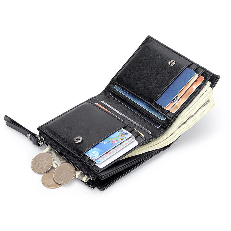Sheepskin Women's Short Clip Wallet Folding Korean Trendy Embroidery Pleated Zipper Purse