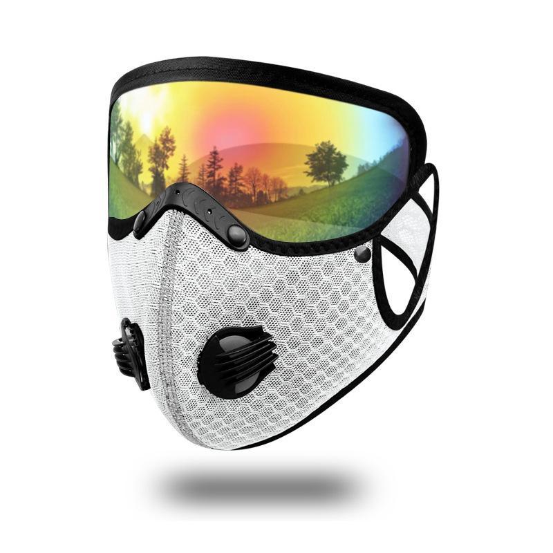 Comfortable Cycling Face Mask with Goggles Dust Proof Washable Reusable Windproof Mask for Outdoor Sports Riding Commute
