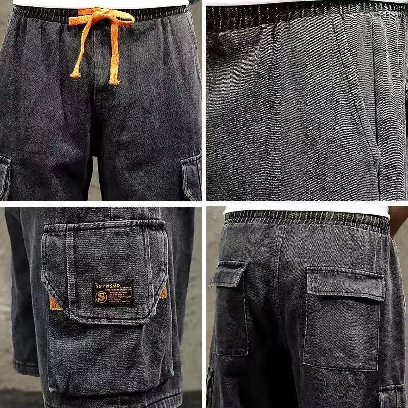 Men's workwear denim shorts 2026 new summer thin loose large size mid-length pants trendy wear-resistant five-point pants