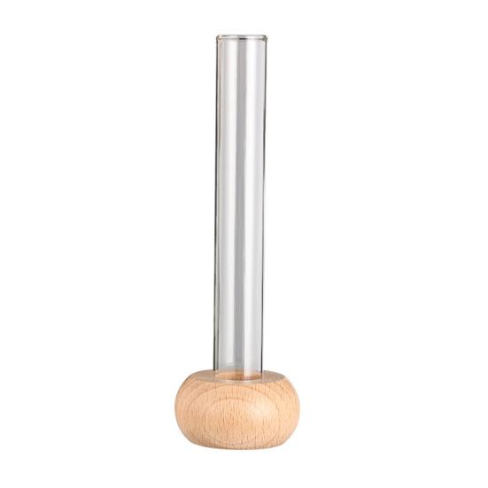 Test Tube Vase Glass Hydroponic Vase with Wooden Stand Desktop Transparent Tube Vase for Plants And Cut Flowers Flower Arrangement