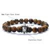 Simple Style Natural Stone Beaded Bracelet For Men Stainless Steel Turtle Braslet Surfer Nautical Ocean Cuckold Braclet Pulsera
