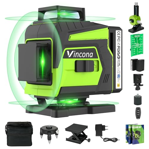 

4 x 360° Laser Level with Remote Control, 16-Line Laser Level, Up to 52 Hours of Operation, Rechargeable, Suitable for Hanging Photos and Construction