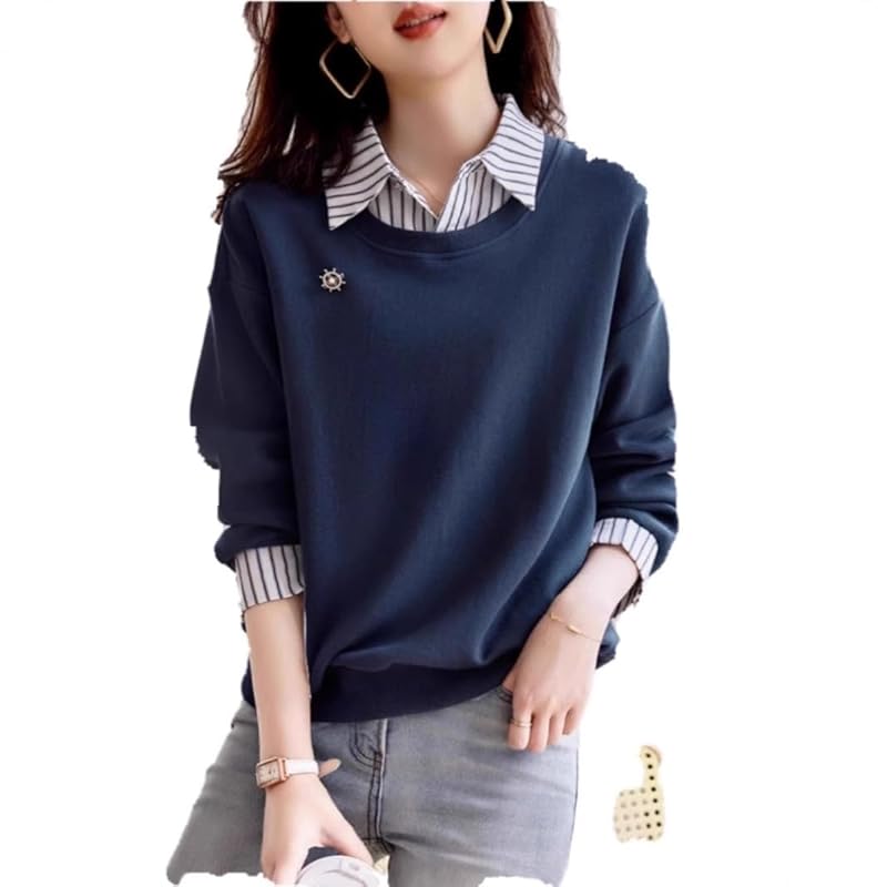 

[ROSELUCA.] layered style cut and sew tops ladies pullover spring long sleeve simple casual navy M