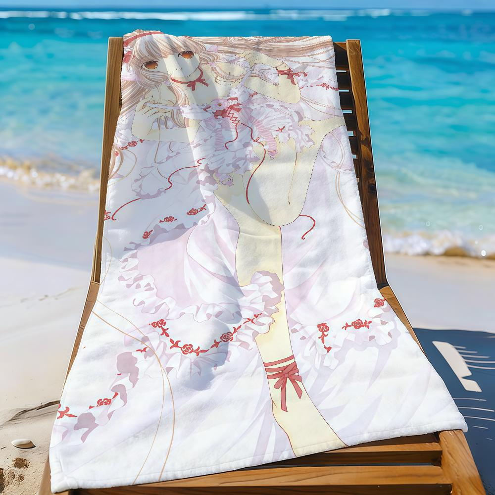 Anime C-Chobits Cute Chii Towel Sports Quick Dry Travel Camping Gear Sandproof Soft Light Large Beach Towel