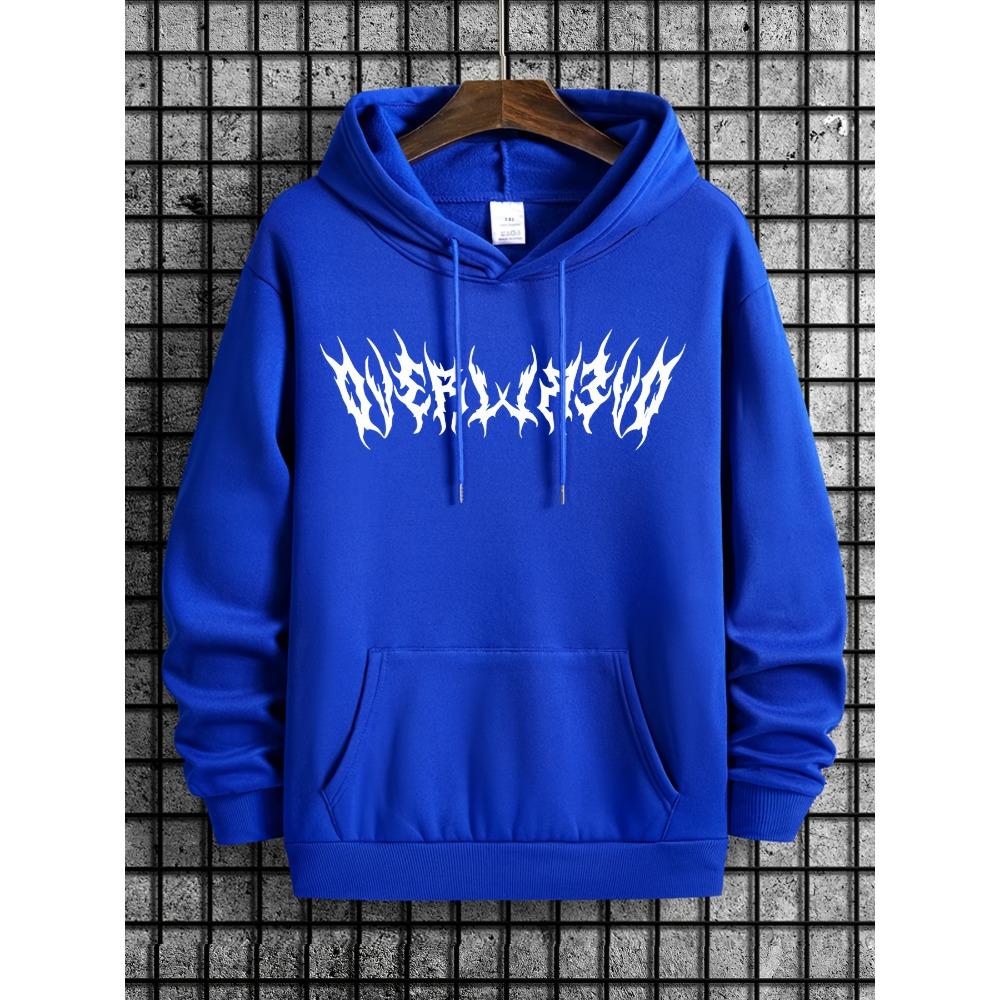 

Plus Size Men s Letter Print Long Sleeve Hoodies, Warm Drawstring Hooded Sweatshirt, Comfy Clothing For Autumn And Winter XXL