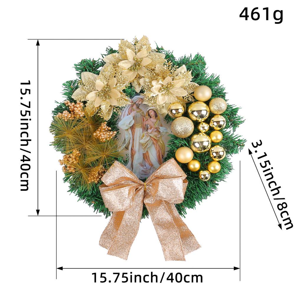 Christmas Decorations Scene Arrangement Props Jesus Christmas Wreath Door Hanging