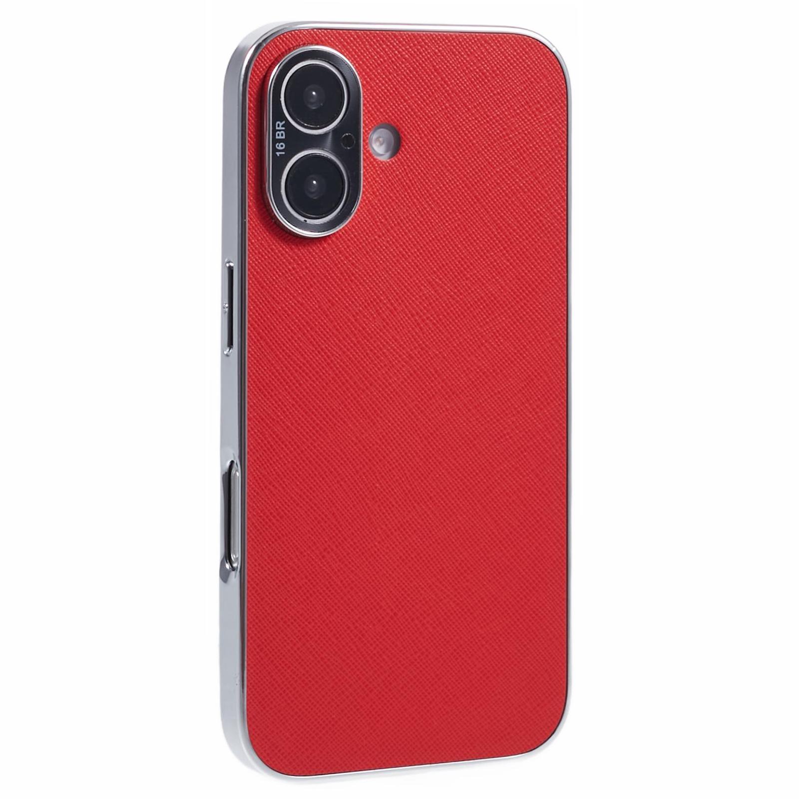 

For iPhone 16 Cover Cross Texture PU Leather Coated TPU Cell Phone Case A