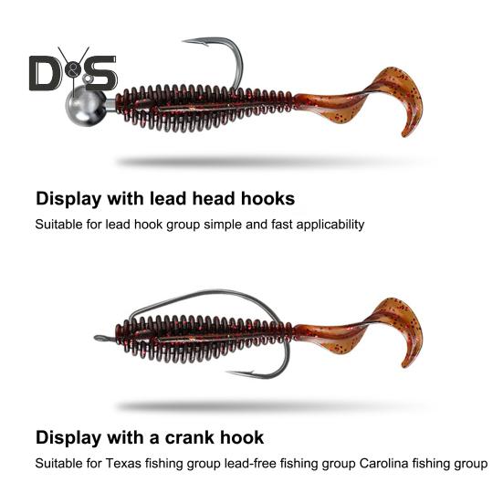 8 Stück 8 cm/3,7 g weicher Wurmköder mit lockigem Schwanz, bunter Kunstköder, Salzwasser-/Süßwasser-/Barsch-/Schlangenkopfforellen-Angelzubehör