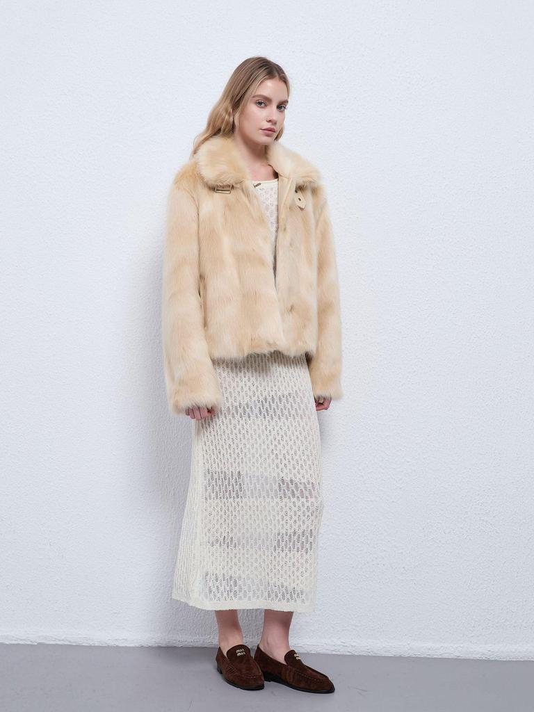 Women's 2025 Eco-friendly Faux Fur Stand-up Collar Coat - Autumn/Winter Fashion