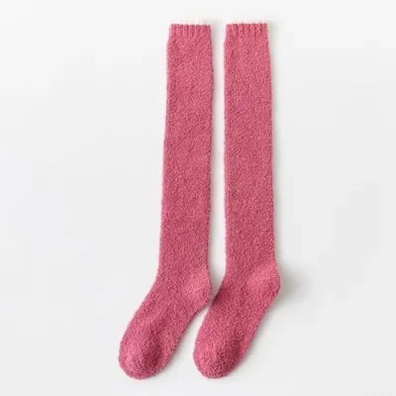 Over-knee High Socks Winter Warm Coral Fleece for Women Plush Home Sleep Floor Long Socking Jk Solid Soft Thigh High Fun Sock