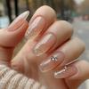 24 Stück Strasssteine zum Aufkleben auf den Nagel Elegante Künstliche Nägel Mittlere Ballerinas Falsche Nägel Glitzernde Press-On-Nägel für Frauen