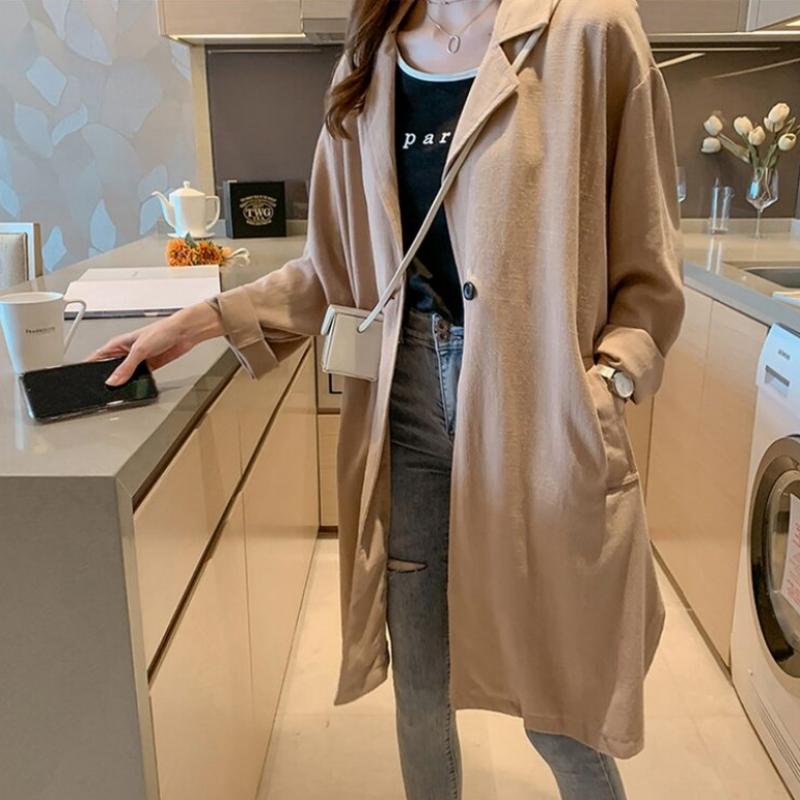[Shop  ] Women S Spring Summer Lightweight Long Linen Jacket Won Wjk Wab8a16