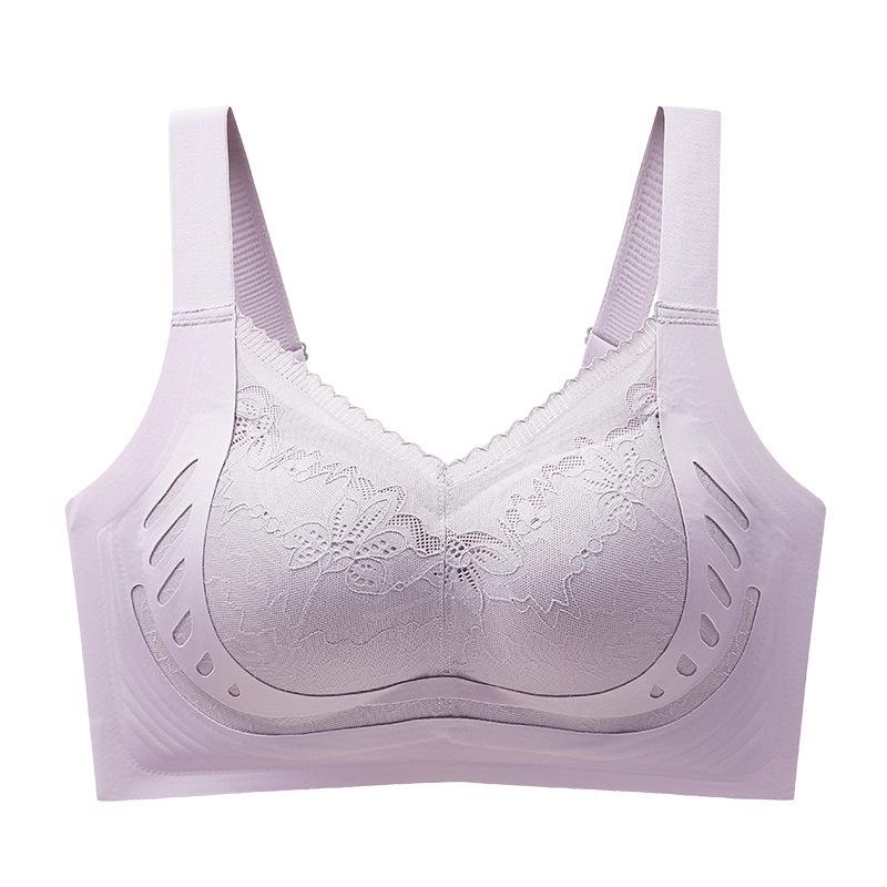 Underwear Women's Thin Styles, Large Breasts, Small Soft Support, Gathering Without Steel Ring, Double Breasts, Anti-sagging Lace,large Size Bra Cover