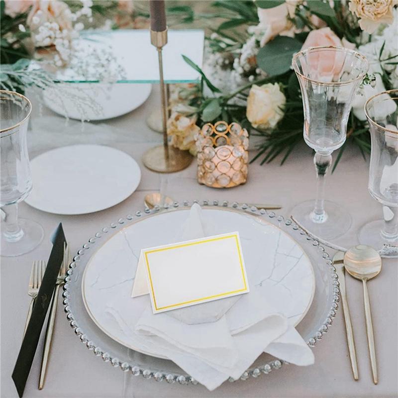 Place Cards 240 Small Tent Cards With Gold Foil Borders, Suitable For Weddings, Banquets, Table Cards, And Name Cards