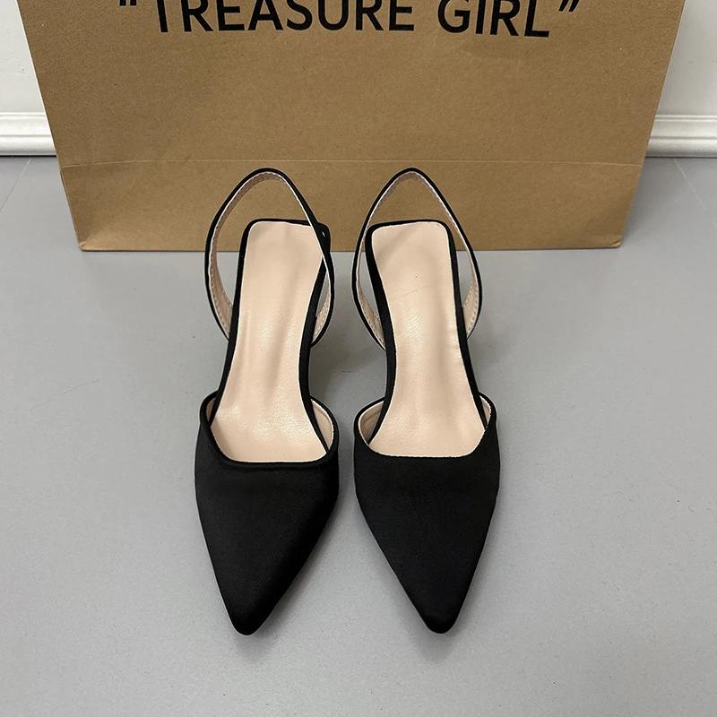 

Летняя Женская Обувь 2026 Новые Женские Туфли-лодочки Модные Туфли на Шпильке для Платья Удобные Мелкие Туфли Женские Zapatos De Mujer 35 чёрный