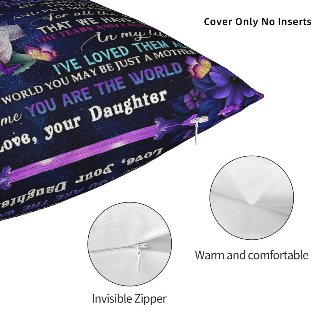 Mother's Day  Pillowcase Polyester Cushion Cover Decorative Letter From Daughter Throw Pillow Case Cover Home Square 45X45cm