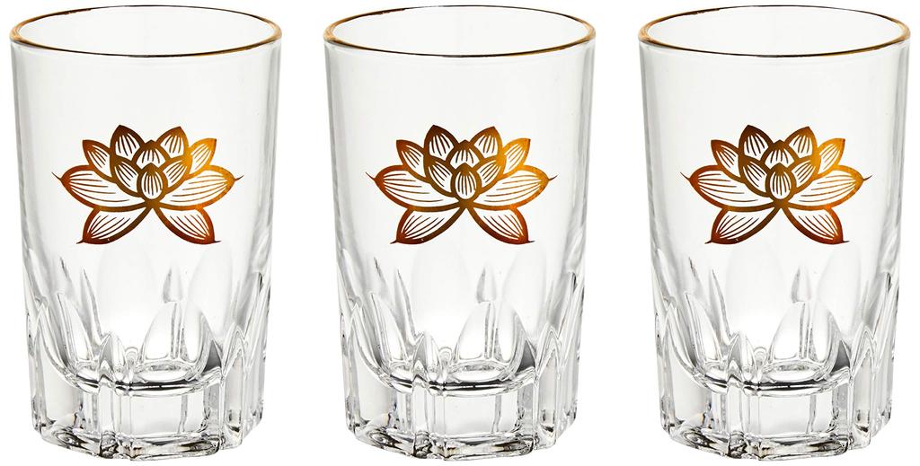 Set of 3 Buddhist Altar Accessories, Kinren Glass Cups (Medium) [5 X 7.7cm], for Memorial Services, Graves, Buddhist Altars, Obon, and Higan