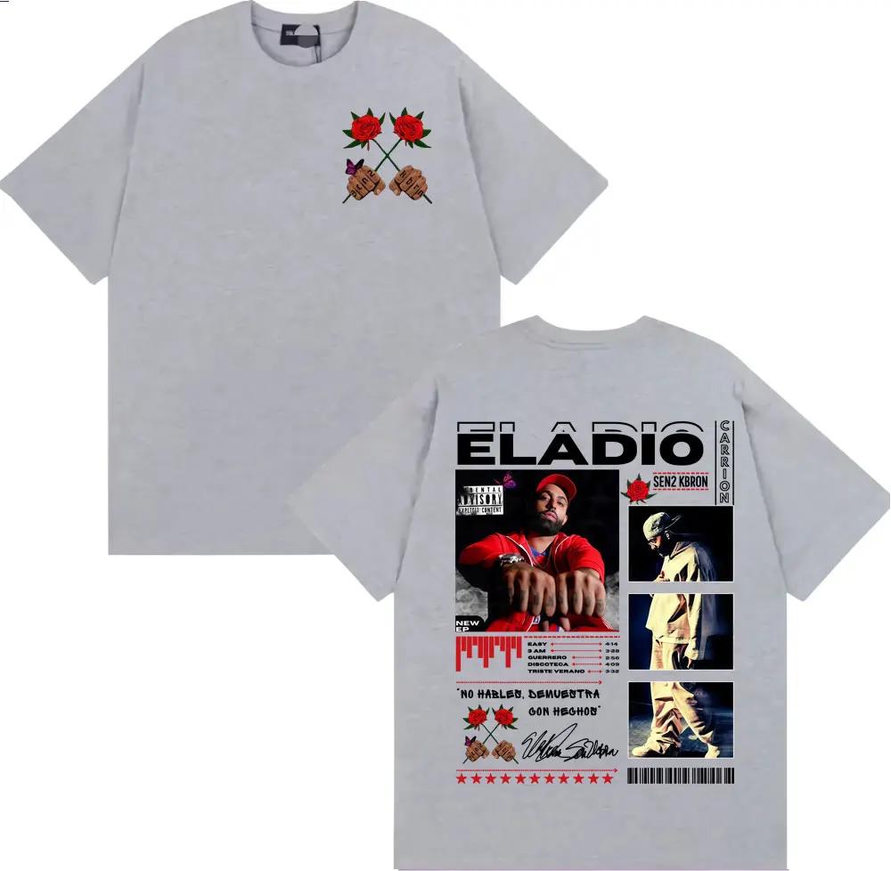 Rapper Eladio Carrion Sen2 Kbrn Tour Merch T Shirts Men's Clothing Cotton Short Sleeve T-shirt Fashion Gothic T Shirt Streetwear