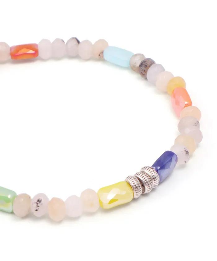 Color Mix Gemstone Bead Bracelet (PLT-BR-077_YL)