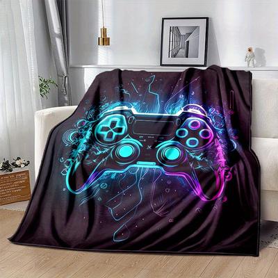 1pc Game Controller Printing Lightweight Flannel Blanket, Comfortable and Warm Blanket, for Camping Sofa Bed and Couch Office, In All Seasons