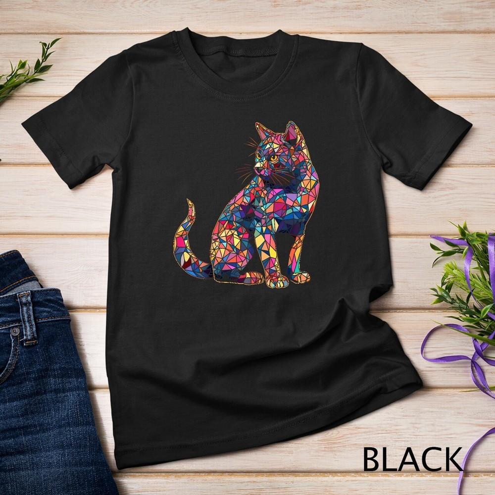 Colorful Geometric Cat For Cat Lovers And Cat Dads T-Shirt Unisex T-shirt