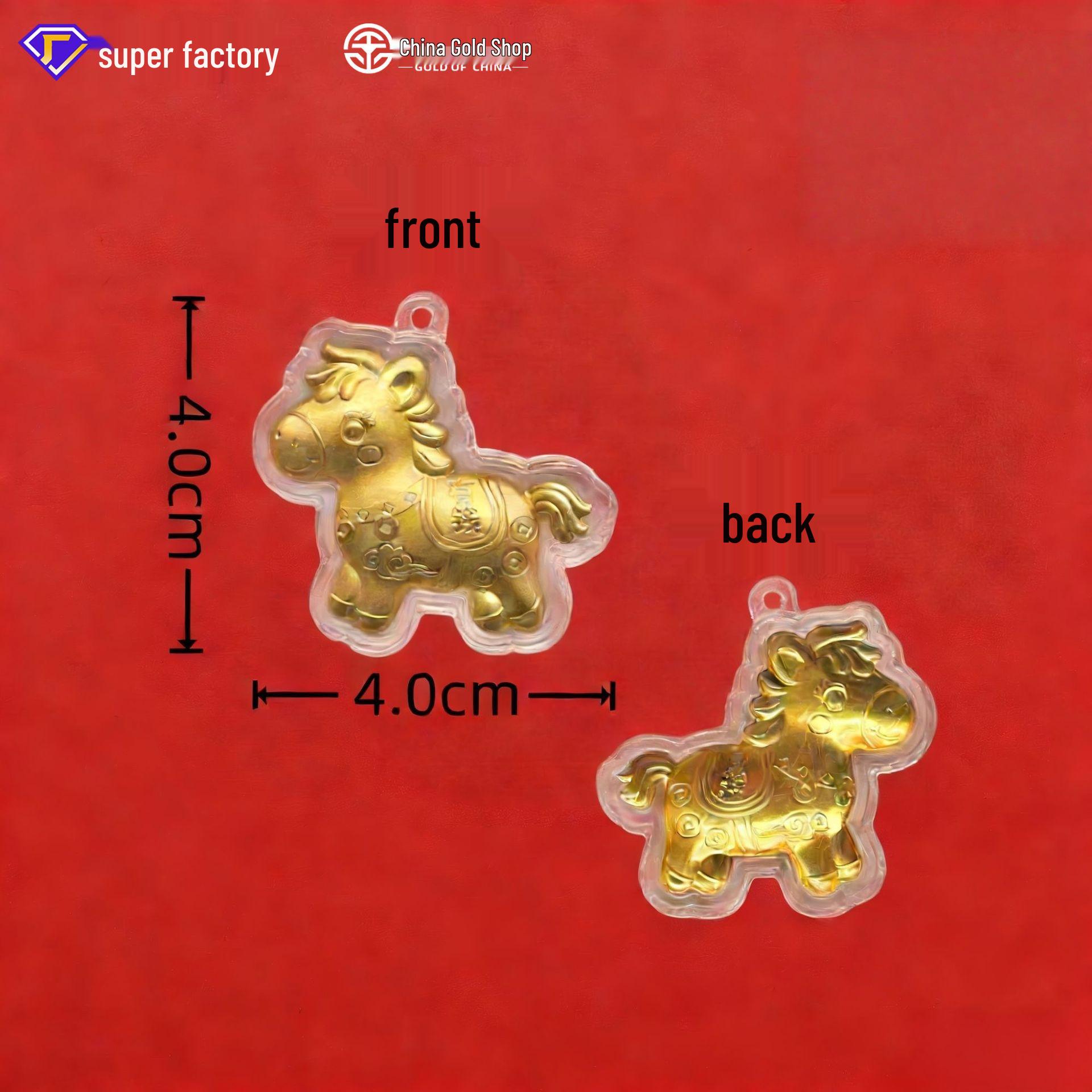 999 Pure Gold Horse Keychain Pendant Souvenir Gift