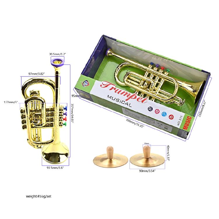 Golden Music Educational Children Trumpet Kids Trumpet Plastic for W/ 4 Colored