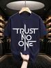 2026 New Arrival 100 Cotton Tshirt Trust No One Blade Geometric Font Print Techwear Crew Neck Casual Short Sleeve Tee