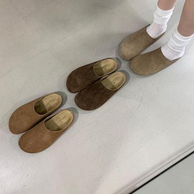Retro Leather Shoes for Women In the Spring and Autumn of 2025, the New Thick-soled Bag Head Is Half Dragged, and the Lazy Person Pedals Cold Slippers