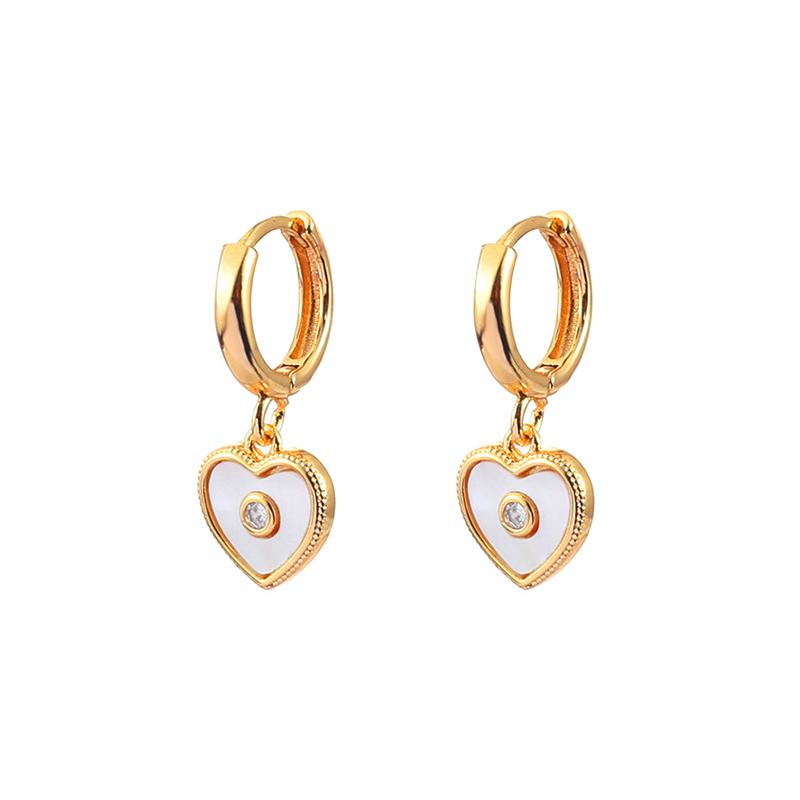 PONYKISS  Sterling Silver 14K Gold Zircon Shell Heart Butterfly Hoop Earring for Women Minimalist Fine  Cute Accessory