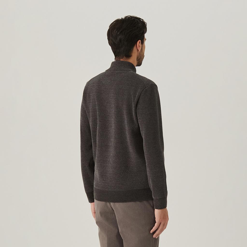 FERRAROMILANO Chenille Fleece Bonded Half-Zip Knit Charcoal (Am0Erd40738)