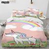 Einhorn Niedlich Cartoon Bettdecke Bettwäsche Set,Bettbezug Bett Set Bettdeckenbezug Kissenbezug,Queen Bettwäsche Set