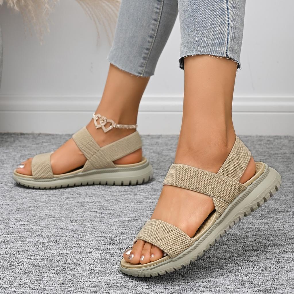 Fashion Elastic Band Flat Sandals for Women Summer 2025 Lightweight Non Slip Beach Shoes Woman Casual Comfort Platform Sandalias Mujer