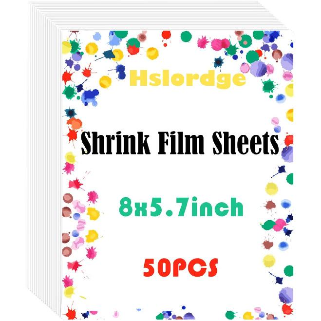 Hslordge 50PC Shrink Plastic Sheets,Shrink Paper Sheets,Shrink Film Sheets,-Semitransparent,8 x5.7 , 0.3mm, Design Your Own Shrink Art Craft
