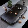 Hand-Carved Black Ebony Wood Tea Tray with Drainage