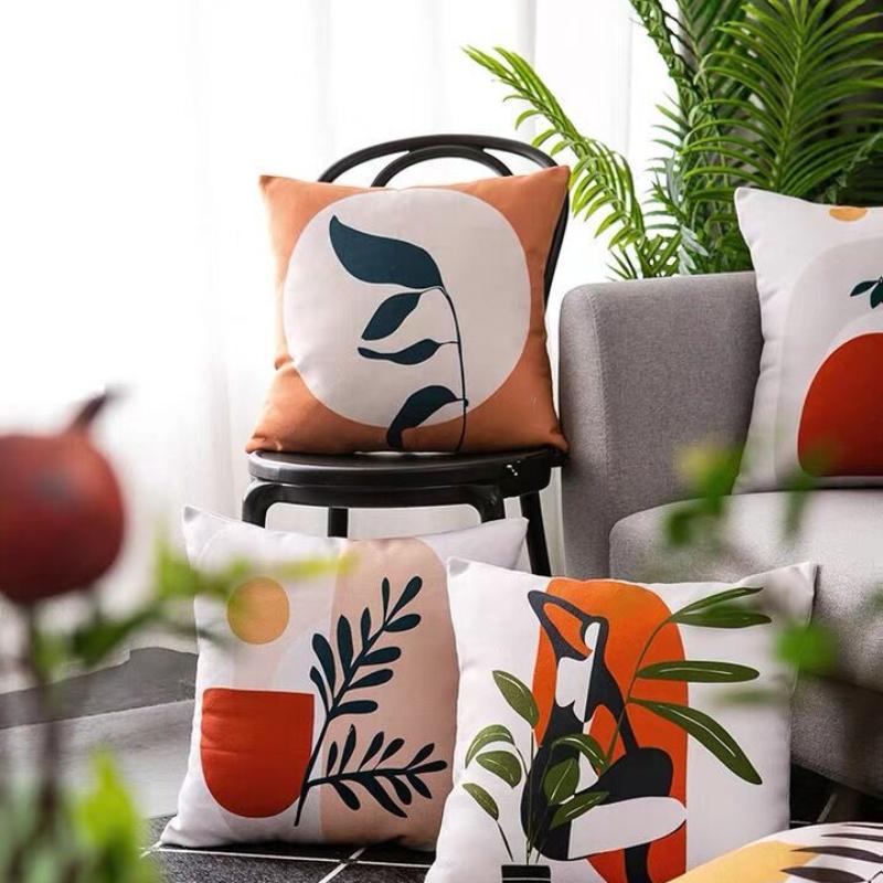 Modern Minimalist Abstract Pillow Cover Minimalist Geometric Peachskin Velvet Cushion