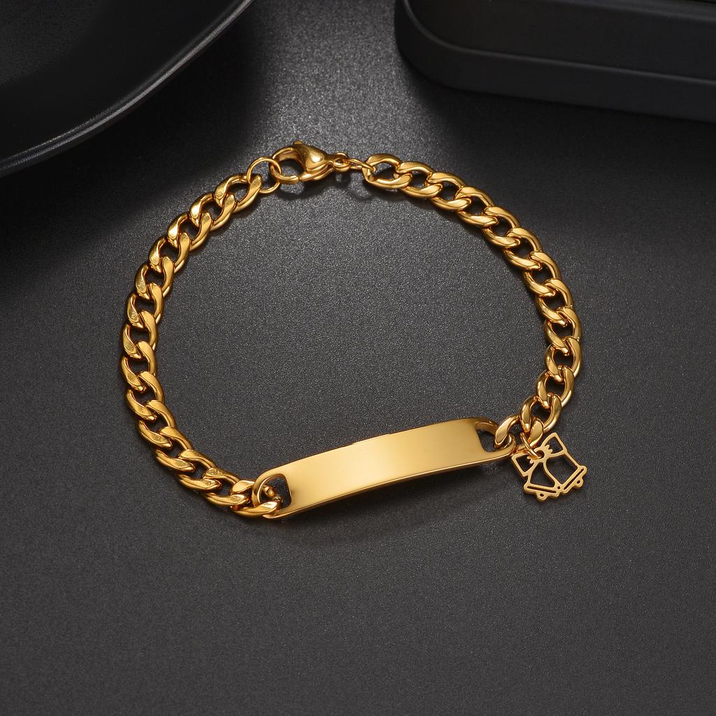Atoztide Engrave Name Bar Bracelet for Women Christmas Series Stainless Steel Jewelry Adjustable Punk Chain Personalized Gift