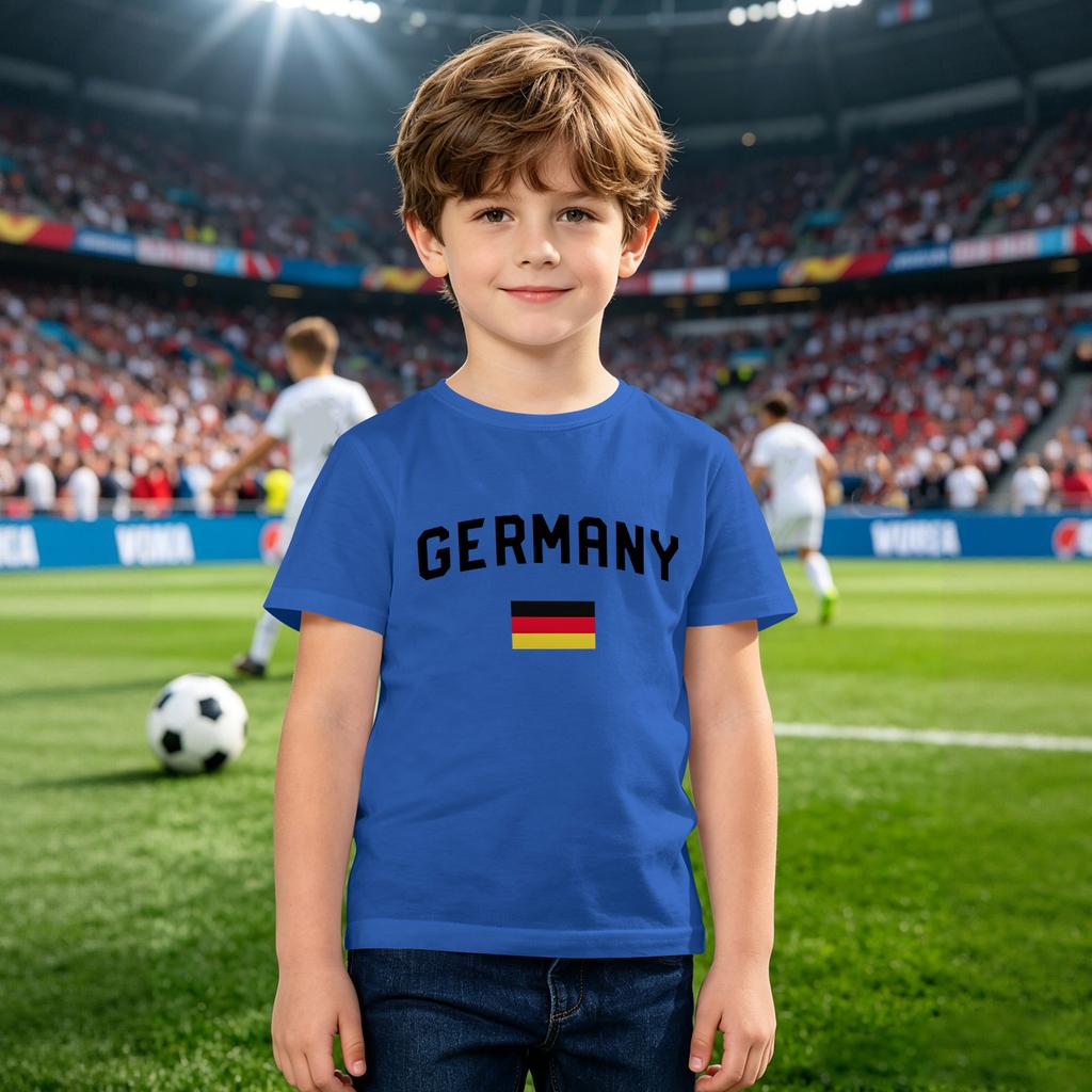 Kids Loose Fit Casual T-Shirt Germany World Cup Inspired Print Children Short Sleeve Tee Boys Girls Soft Cotton Top