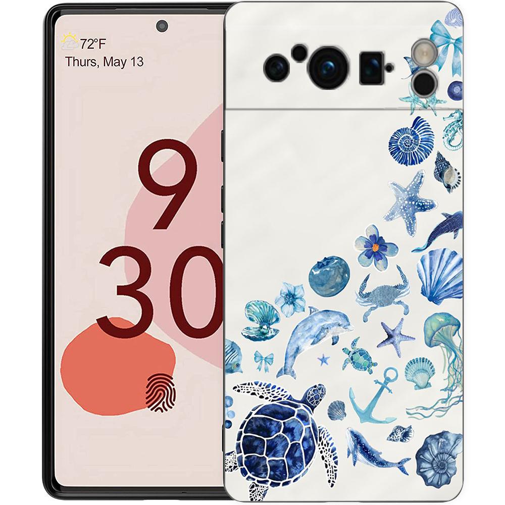 

Чехол для телефона Животные синего океана для Google Pixel 10 9 8 7 6 Pro XL 9A 8A 6A 7A 5G Мягкий ударопрочный ТПУ Черный чехол Google Pixel 6