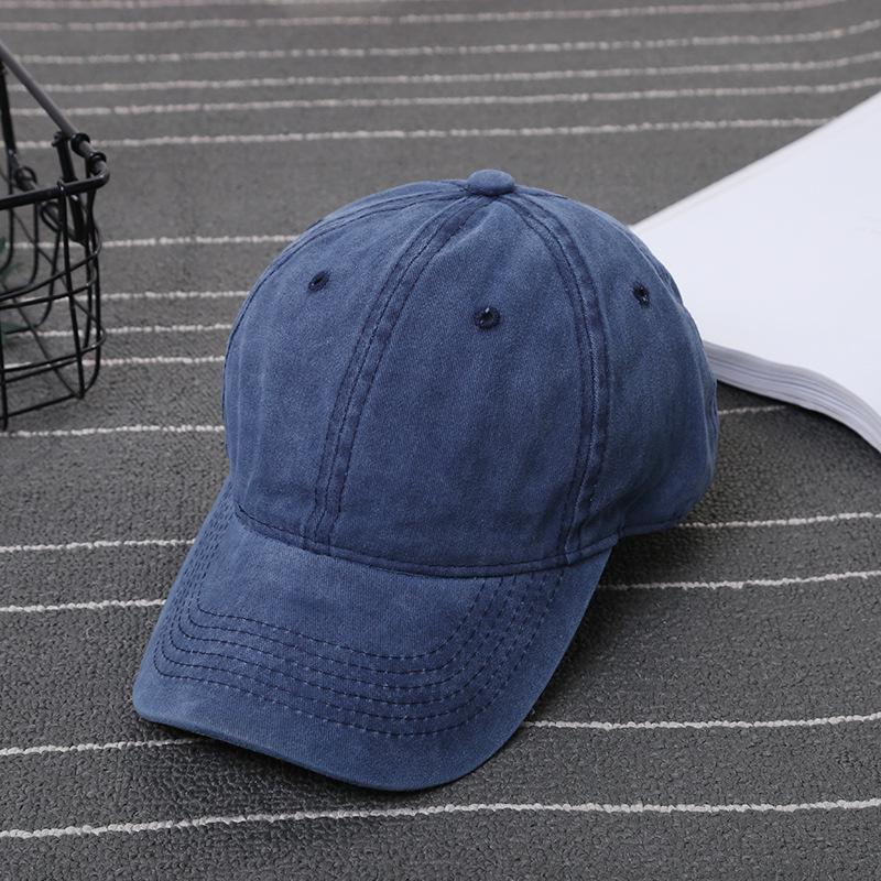Yoghurt Retro Gewassen Katoenen Baseballpet voor Heren en Dames - Verstelbaar Effen Design voor Casual Kleding en Cadeaus marineblauwe kleur