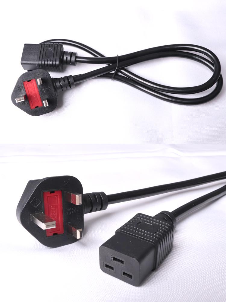UK Power Cord to C19, Three-Pin, 1.5/2.5 sq mm, 1.5/2m Length, IEC C19 Plug with 13A Fuse