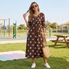 Damen Polka Dot Print Schmeichelhaftes Taillenbetonendes Midi-Kleid für Urlaub und Resort