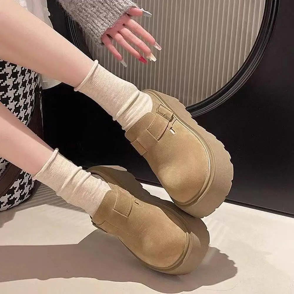 Suede Thick Platform Boots Designer Slipper Casual Flats Slide Female Walking Fashion Loafers  Winter Ankle Boots Women