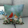 Christmas Spring Bird Flower Oil Painting Digital Printing Short Plush Pillow Covers For Sofa Office Cushion Cover Home Goods