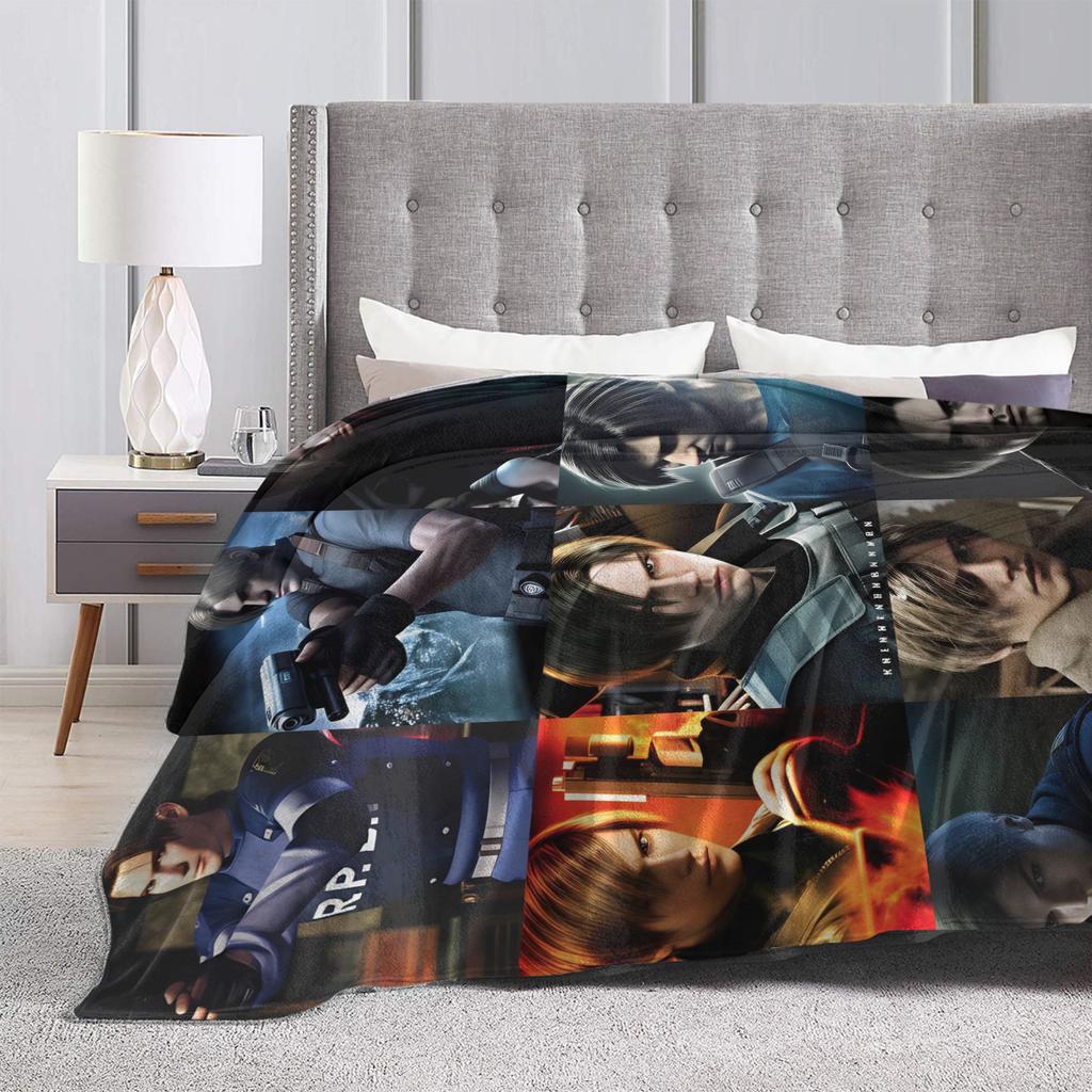 Soft Blanket Travel Office Leon Kennedy Throw Blanket Aesthetic Bedspread For Bedroom