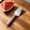 Vandmelonskærer i rustfrit stål med træhåndtag Ergonomisk trekantet frugtskærer til vandmelon cantaloupe melon æbler Let at rengøre Køkkenredskab