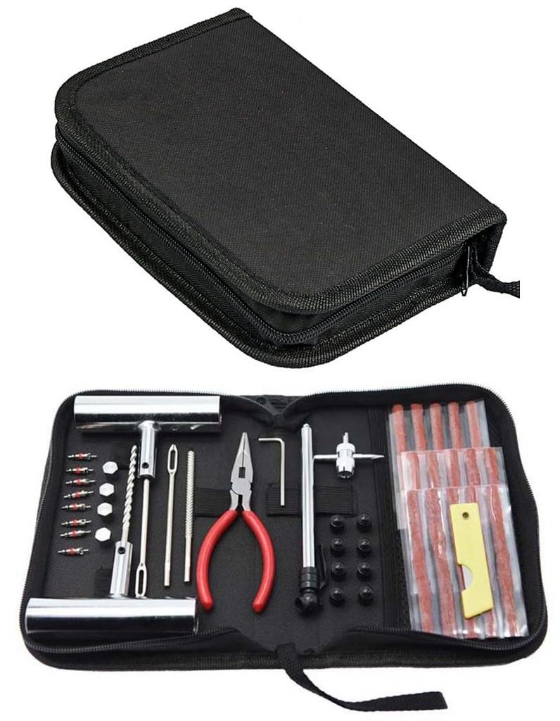 Haverain Reifenreparaturwerkzeugsatz mit Aufbewahrungskoffer, Pannenset für Auto, Motorrad,