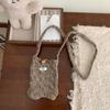 Horn Toggle Button Knitted Cellphone Pouch Simple Crossbody Bag Crochet Shoulder Bag  Students