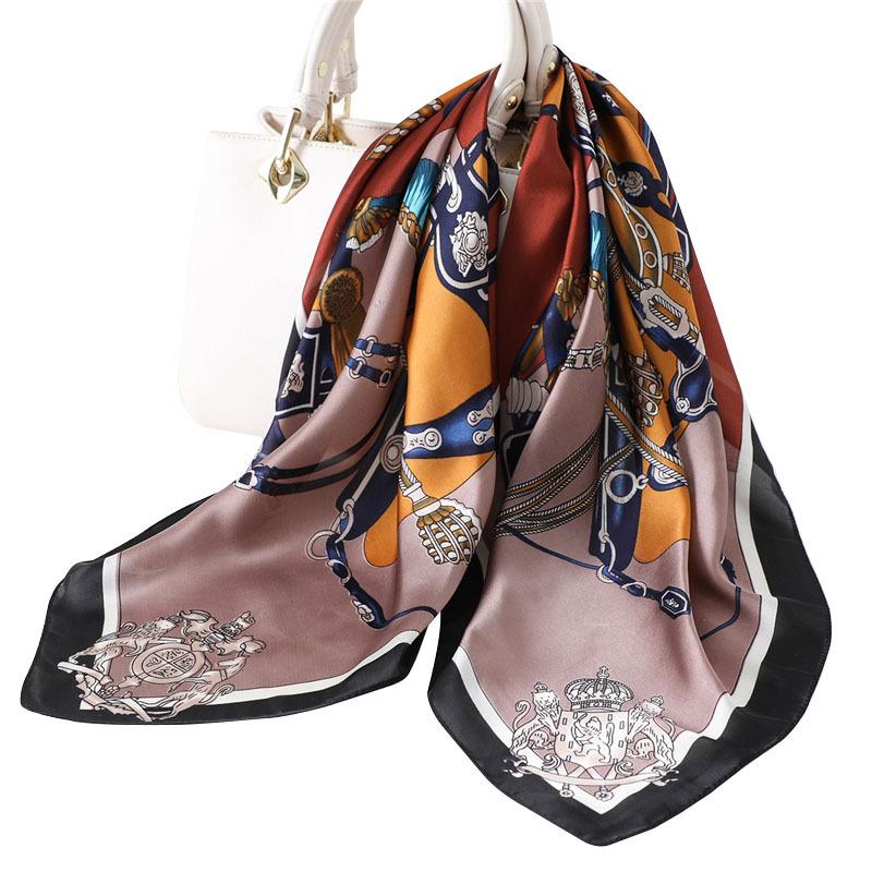 Spring and summer thin printed silk scarf sun protection simulation silk small square scarf autumn and winter warm scarf fashion versatile professiona
