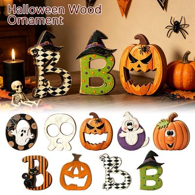 Halloween Wooden Ornaments for Home Decor Fall Seasonal Tabletop Decorations